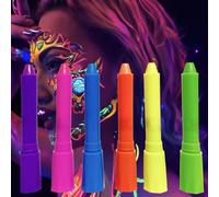 HISUNBEN Pintura De Cara De Neón Brillante UV, 6 Ceras Fluorescente De Color De La Cara, Lavable No Tóxico Cera Lápiz UV Neón Para Rostro y Cuerpo, Para Halloween, Mardi Gras, Fiesta De Disfraces