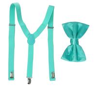 HISUNBEN Tirantes anchos con pajarita en juego, tirantes ajustables con pajarita para hombre con 3 pinzas de metal muy fuertes, talla única para hombres y mujeres, color verde