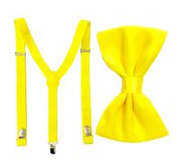 HISUNBEN Tirantes para hombre, tirantes para hombre con clips de metal fuertes, tirantes elásticos ajustables para pantalones, amarillo, Taille unique