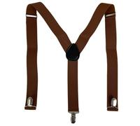 HISUNBEN Tirantes para hombre, tirantes resistentes de 3,5 cm de ancho con clips de metal fuertes, tirantes elásticos ajustables, talla única para hombres y mujeres, negocios, boda, casual (café claro