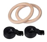 Hit Fitness Juego de Anillos de Fitness de Madera, Unisex, Negro, Ring Diameter 28 cm
