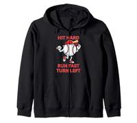 Hit Hard Run Fast Turn Left Diseño de Jugador de béisbol Sudadera con Capucha