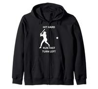 Hit Hard Run Fast Turn Left Jugador de béisbol Femenino Sudadera con Capucha