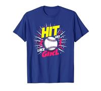 Hit Like A Girl Softbol Empoderando Lema Deportivo Camiseta, Hombre, Azul Real, XXL