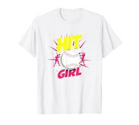 Hit Like A Girl Softbol Empoderando Lema Deportivo Camiseta, Hombre, Blanco, XXL