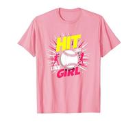 Hit Like A Girl Softbol Empoderando Lema Deportivo Camiseta, Hombre, Rosado, XL