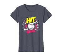 Hit Like A Girl Softbol Empoderando Lema Deportivo Camiseta, Mujer, Azul Jaspeado, XXL
