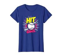 Hit Like A Girl Softbol Empoderando Lema Deportivo Camiseta, Mujer, Azul Real, L