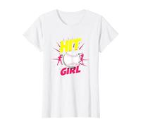 Hit Like A Girl Softbol Empoderando Lema Deportivo Camiseta, Mujer, Blanco, M