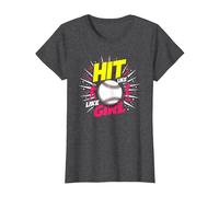 Hit Like A Girl Softbol Empoderando Lema Deportivo Camiseta, Mujer, Jaspeado Oscuro, M