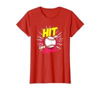 Hit Like A Girl Softbol Empoderando Lema Deportivo Camiseta, Mujer, Rojo, XXL