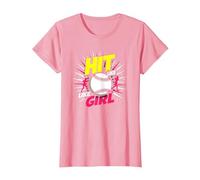 Hit Like A Girl Softbol Empoderando Lema Deportivo Camiseta, Mujer, Rosado, XXL