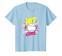 Hit Like A Girl Softbol Empoderando Lema Deportivo Camiseta, Niños, Azul Bebé, 2 años