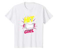 Hit Like A Girl Softbol Empoderando Lema Deportivo Camiseta, Niños, Blanco, 4 años