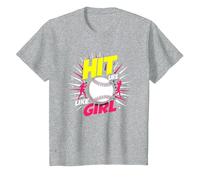 Hit Like A Girl Softbol Empoderando Lema Deportivo Camiseta, Niños, Gris Jaspeado, 2 años