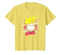 Hit Like A Girl Softbol Empoderando Lema Deportivo Camiseta, Niños, Limón, 2 años
