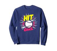 Hit Like A Girl Softbol Empoderando Lema Deportivo Sudadera, Unisex para Adultos, Azul Marino, XXL