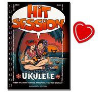 Hit Session Ukelele - Libro de canciones - 100 canciones para ukelele - todas las canciones como texto con símbolos de acordes y notas como melodiina con texto, símbolos de acordes - con pinza para partituras