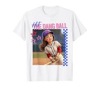 Hit The Dang Ball Funny Baseball Girl Gráfico Camiseta