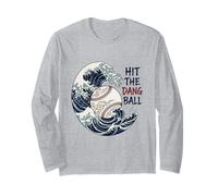Hit The Dang Ball Ola Japonesa Jugador de béisbol Arte Divertido Manga Larga