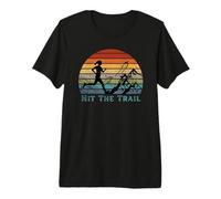 Hit The Trail Marathon Ultra Vintage Sunset Running Diseño Camiseta Premium