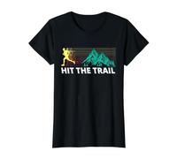 Hit The Trail Runner Vintage Runner Camiseta gráfica económica, Mujer, Negro, S
