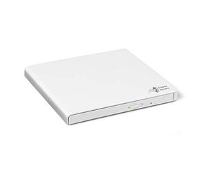 Hitachi-LG GP57EW40 Grabadora Externa DVD Unidad USB 2.0 Portátil Delgado DVD-RW CD ROM Rewriter para escritorio PC o Ordenador Portátil de Escritorio Windows y Mac OS con Conectividad de TV - Blanco