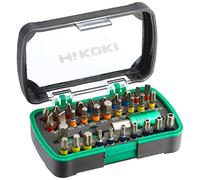 Hitachi tools 750363 Hitachi-750363-Set Puntas de atornillar Phillips, Pozidrive, Torx, inviolables, hexagonales y Planas + portapuntas + Adaptador, 0 V, Verde, 0, Set de 32 Piezas