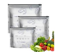 Hitburu Bolsas Reutilizables Para Alimentos Con Cremallera - Bolsas Sellables De Aluminio Para Envasado | 30 Piezas Organizador Despensa Congelador para Carnes Ensaladas Frutas Verduras Snacks