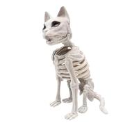 Hitburu Esqueleto de Gato | figuritas espeluznantes realistas Modelo | decoración Halloween Gato Esqueleto | para Interior Exterior Escritorio Estante estantería de Libros Cementerio hogar Patio