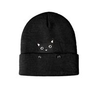 Hitburu Gorro de Punto, Gorro con Bordado De Gato Y Tejido Caliente, para Invierno y Acampada, para Esquiadores Snowboard Senderistas Corredores Compras Viajeros Estudiantes Hombres Mujeres