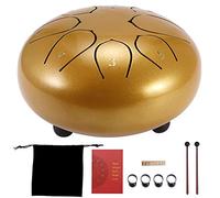 HITECHLIFE Instrumento de Percusión de Tambor con Lengüeta de Acero de 6 Pulgadas D Mayor 8 Sonidos con 2 Baquetas 4 Bolsa de Transporte con Cubierta para los Dedos y Pegatina, para Meditación Yoga