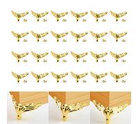 Hitefu 24 patas de caja de joyería de aleación de latón envejecido, caja de madera, herrajes decorativos, patas de caja de pecho, protectores de esquina decorativos con tornillos (estilo 2, dorado)