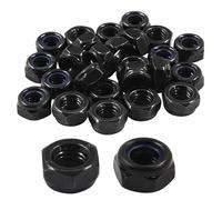 Hitefu 25 tuercas hexagonales M8 x 1,25 mm, tuercas antideslizantes de nailon negro, tuercas autobloqueantes de acero al carbono para sujetadores