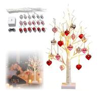 HItianya 2026 New Romantic Heart-Shaped Birch Tree Lamp, Valentines Day Decor Lighted Birch Tree with 24 LED Lights, 18 Hanging Hearts & Adjustable Branches, for Bedroom & Home Decor (1)