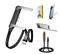 HItianya 240w Super Fast Charging Invisible Holder Charger Cable with Stand, 2-in-1 Fast Charging Cord & Phone Stand, 1.5m Sideways Charging Cable, Type-C to Type-C, for Smartphones Tablet (1)