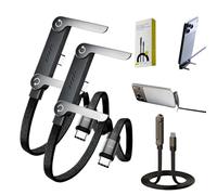 HItianya 240w Super Fast Charging Invisible Holder Charger Cable with Stand, 2-in-1 Fast Charging Cord & Phone Stand, 1.5m Sideways Charging Cable, Type-C to Type-C, for Smartphones Tablet (2)