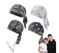 Hitianya 4 Pack Paisley Cooling Headscarf Cap Set - Breathable Sudadera Wicking Bandana Beanie for Men Women, Elastic Motorcycle Helmet Liner and Sports Head Wrap, e, Talla única