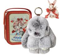 HItianya Bunny Keychain with Tin Box, 2026 New Soft Fluffy Bunny Keychain with Tin Case, Little Pocket Bunny In a Tin for Women and Girls,Thoughtful Gift for Friends (H)