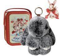HItianya Bunny Keychain with Tin Box, 2026 New Soft Fluffy Bunny Keychain with Tin Case, Little Pocket Bunny In a Tin for Women and Girls,Thoughtful Gift for Friends (B)