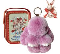 HItianya Bunny Keychain with Tin Box, 2026 New Soft Fluffy Bunny Keychain with Tin Case, Little Pocket Bunny In a Tin for Women and Girls,Thoughtful Gift for Friends (L)