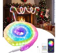 HItianya Faux Fur Neon Light Strip - 360° All-Round Glow, Rope Lights LED Neon Rope Light, USB Smart RGBIC Music Sync Flexible Strip Lights for Bedroom Gaming Party Decor (5m)