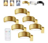 HItianya Picture Lights for Wall, Magnetic Painting Light, Luces inalámbricas para cuadros, sin taladro, para pósteres, con 3 temperaturas de color y control remoto (Dorado*6PC, 3Color)