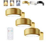 HItianya Picture Lights for Wall, Magnetic Painting Light, Luces inalámbricas para cuadros, sin taladro, para pósteres, con 3 temperaturas de color y control remoto (Dorado*3PC, 3Color)