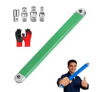 HItianya Pro Offset Extension Wrench Set, 15.4 Inch High Torque Tight Reach Extension Wrench with 1/4", 3/8", 1/2" Square Drive Adapters, for Automotives Repair & Industrial Machinery (Green)