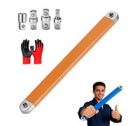 HItianya Pro Offset Extension Wrench Set, 15.4 Inch High Torque Tight Reach Extension Wrench with 1/4", 3/8", 1/2" Square Drive Adapters, for Automotives Repair & Industrial Machinery (Orange)