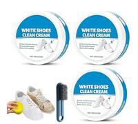 HItianya White Shoe Cleaner Cream, Multipurpose No-Wash Sneaker Cleaner with Sponge, Gentle Shoe Whitener for Sneakers, Leather Shoes, Canvas and Bags, Quick Stain Removal (*3)