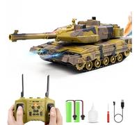 Hitish Tanque RC con función de disparo para niños y adultos, 2,4G tanque de juguete del ejército teledirigido con sonido de demostración automática, luz, humo, modelo de vehículo militar de 13