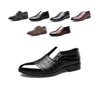 Hitmars Zapatos Oxfords Hombre Derby Cordones Cuero Patente Traje Brogue Clásicos Formales Zapatos Vestir Negocios Casuales Fiesta Boda G/XZ703 Negro EU 43