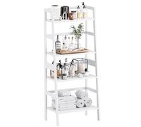 HITNET Estantería de Escalera, Librería de 4 Niveles, Estantería de Almacenaje de Pie, Estante de baño de bambú, para Salón, Dormitorio, Cocina, Oficina en Casa, Blanco